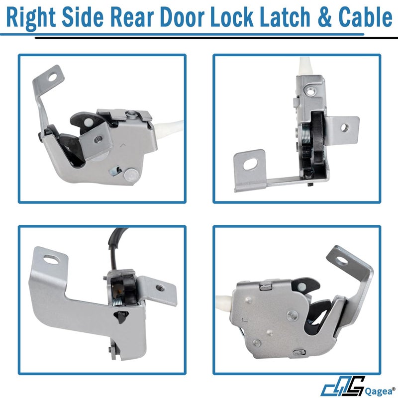 مزلاج وكابل قفل الباب الخلفي - جانب الراكب الأيمن - بديل لسيارة Ford F250 F350 F450 F550 Super Duty، مجموعة مزالج القفل العلوية والسفلية تحل محل مجموعة # 6C3Z-28264A00-A 6C3Z28264A00A - Image 4